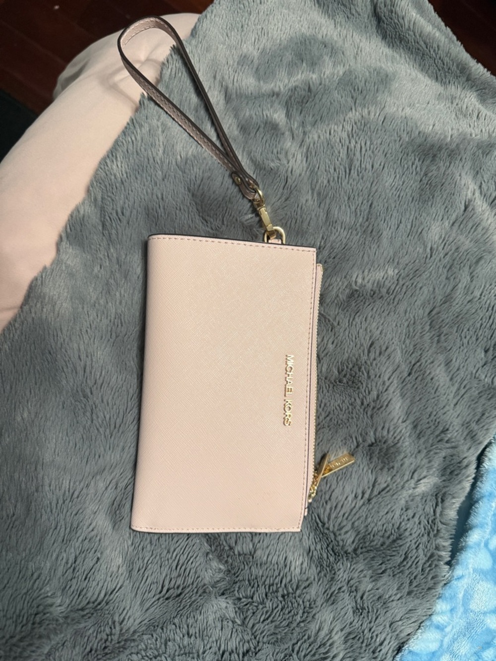 Michael Kors Pale Pink Saffiano Leather Wristlet Clutch